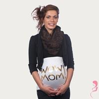 opentopzwanger Op en Top Zwanger Zwangerschaps Buikband Wow Mom Wit/Goud