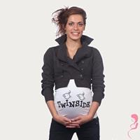 opentopzwanger Op en Top Zwanger Zwangerschaps Buikband Twins Inside Wit