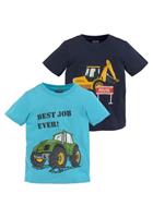 KIDSWORLD T-shirt BEST JOB EVER! korte mouwen, bedrukt, ronde hals, van katoen (Set van 2)
