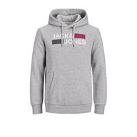 JACK & JONES PLUS SIZE hoodie JJECORP Plus Size met logo light grey melange