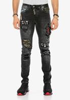 Cipo & Baxx Bequeme Jeans »CD408« mit rockigen Aufnähern