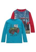 KIDSWORLD Shirt met lange mouwen Tractoren Langarm, basic pasvorm, bedrukt (2-delig, Set van 2)