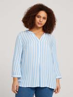 Tom Tailor Plus - Gestreepte henley-blouse met LENZING(TM) ECOVERO(TM), bleu white stripe