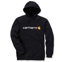 carhartt Signature Logo Hooded Sweatshirt Black Heren