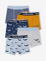 VERTBAUDET Set van 5 Oeko-Tex stretch jongensboxers walvissen set blauw