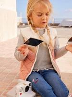 VERTBAUDET Geborduurde meisjeslegging van fleece met denimeffect stone