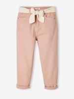 VERTBAUDET Mom fit broek en sjaalriem van katoengaas voor meisjes roze