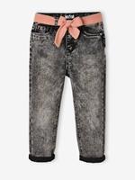 VERTBAUDET Jeans "mom fit" met riem van katoengaas voor meisjes denim zwart