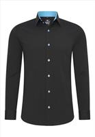 Rusty Neal Italian - Style - Herenoverhemd - Slimfitmodel - Zwart Turkis Blauw