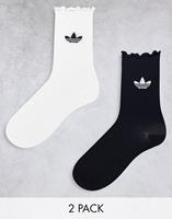 Adidas Set van 2 sokken met ruches en Trefoil-logo in zwart en wit
