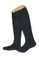 Lusana Trachtensocken lang anthrazit grün Merinowolle 005547