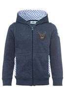 Isar Trachten Kinder Kapuzen-Sweatjacke jeansblau mit Hirschstickerei Ruben 001579