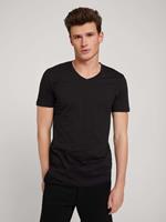 Tom Tailor DENIM T-shirt met V-hals, Black