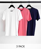 Polo Ralph Lauren Set van 3 lounge T-shirts in marineblauw/wit/roze met logo-Veelkleurig