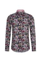 Marshall Denim - Italiaans Heren Overhemd - Hoge Kraag - Print - Moda Italia