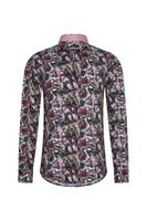 Marshall Denim Stijlvol Italiaans overhemd heren  | Bloemenprint | Zwart, 