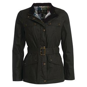 Barbour Dames waxjas Alena Olive/Pink tartan
