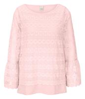 Heine Damen T Shirt Oberteil langarm soft rose mit Chiffon Spitzen Shirt