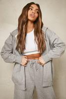 Boohoo Recycled Zip Through Hoodie, Grey Marl