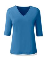 Shirt met v-hals in blauw van heine