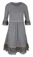 Linea Tesini Damen Jerseykleid mit Spitze, grau