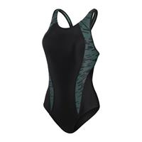 Speedo Allov Panel Laneback Badpak Zwart/Donkergroen