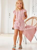 Jumpsuit voor meisjes beige met roze bloemenprint