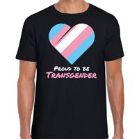 Bellatio Decorations Proud to be transgender pride vlag hartje / LHBT t-shirt zwart voor heren