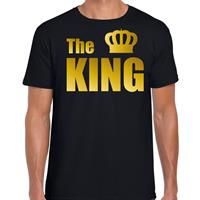 Bellatio Decorations The king t-shirt zwart met gouden letters en kroon voor heren
