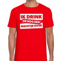 Bellatio Ik drink er nog een nachtje over tekst t-shirt rood heren - Rood