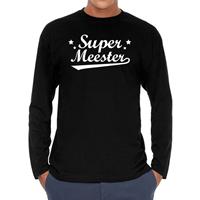 Bellatio Decorations Super meester cadeau t-shirt long sleeves zwart heren -