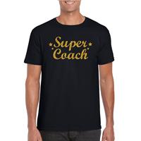Bellatio Decorations Super Coach cadeau t-shirt met gouden glitters op zwart voor heren