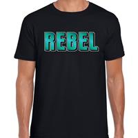 Bellatio Decorations Rebel fun tekst t-shirt zwart heren -