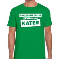 Bellatio Laat me met rust ik heb een kater tekst t-shirt Groen