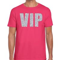 Bellatio Decorations VIP zilver glitter tekst t-shirt roze heren -