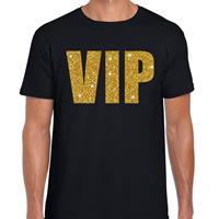 Bellatio Decorations VIP tekst t-shirt zwart met gouden glitter letters heren -