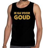 Bellatio Decorations Ik ga voor goud glitter tanktop / mouwloos shirt zwart heren -