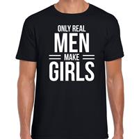 Bellatio Decorations Only real men make girls t-shirt zwart voor heren