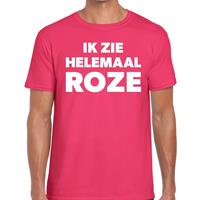 Bellatio Decorations Ik zie helemaal roze tekst t-shirt roze heren -