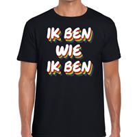 Bellatio Decorations Ik ben wie ik ben gay pride t-shirt zwart voor heren