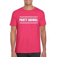 Bellatio Decorations Party animal t-shirt fuchsia roze heren -