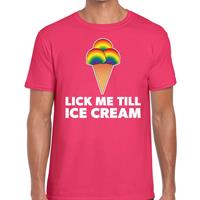 Bellatio Decorations Lick me till ice scream gay pride t-shirt roze voor heren