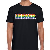 Bellatio Decorations Lekker regenboog gay pride shirt zwart voor heren