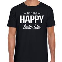 Bellatio Decorations This is what Happy looks like fun tekst t-shirt zwart dames -
