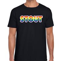 Bellatio Decorations Stout regenboog gay pride shirt zwart voor heren