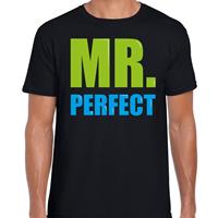 Bellatio Decorations Mr. perfect fun tekst t-shirt zwart heren -