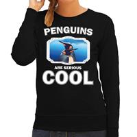 Bellatio Decorations Sweater penguins are serious cool zwart dames - pinguins/ pinguin trui -
