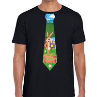 Bellatio Decorations Paashaas stropdas vrolijk Pasen t-shirt zwart voor heren