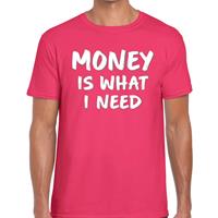 Bellatio Decorations Money is what i need tekst t-shirt roze voor heren