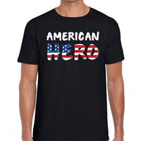 Bellatio American hero tekst t-shirt voor heren - Zwart